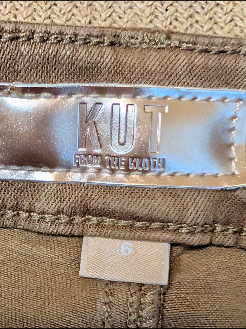 Kut From the Kloth Campbell High Rise Straight Leg Jeans Pants Taupe Camel Brown - Picture 8 of 13